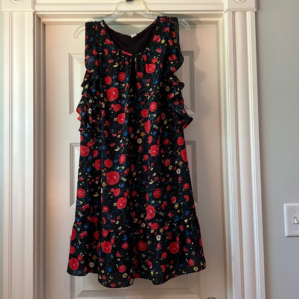 J. Crew dress, XL, gorgeous floral on black